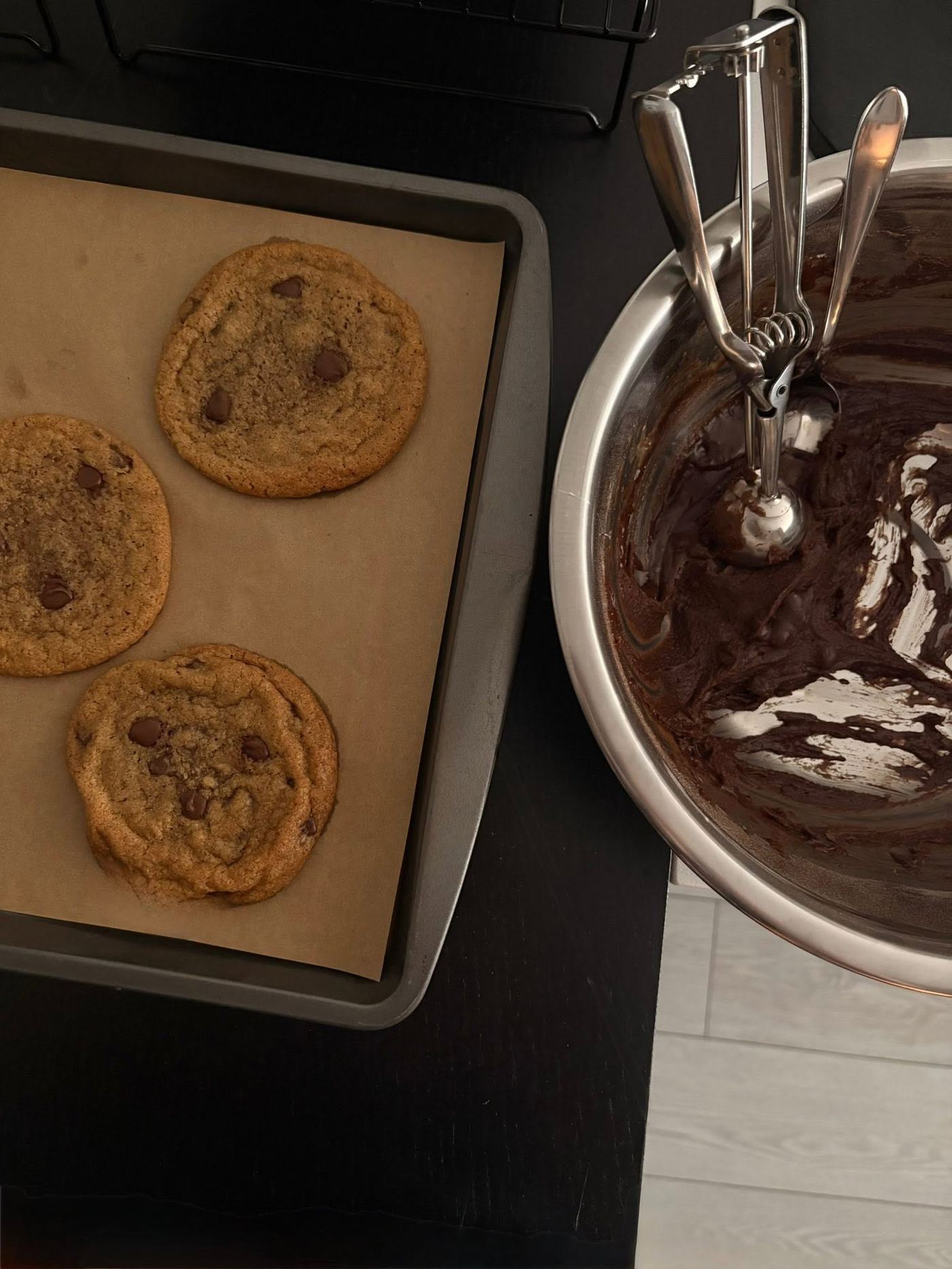 Karina baking cookies at home